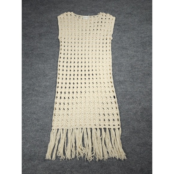 Eleven Six Dresses & Skirts - Eleven Six Shaya Crochet Dress Women's XS/S Ivory Cotton Knit Tassels